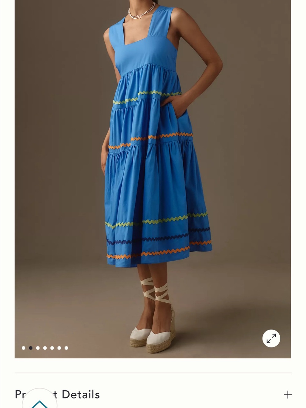 NWT Anthropologie Helena Square-Neck Tiered Midi Dress Smocked Scallop Edition M - Picture 2 of 7